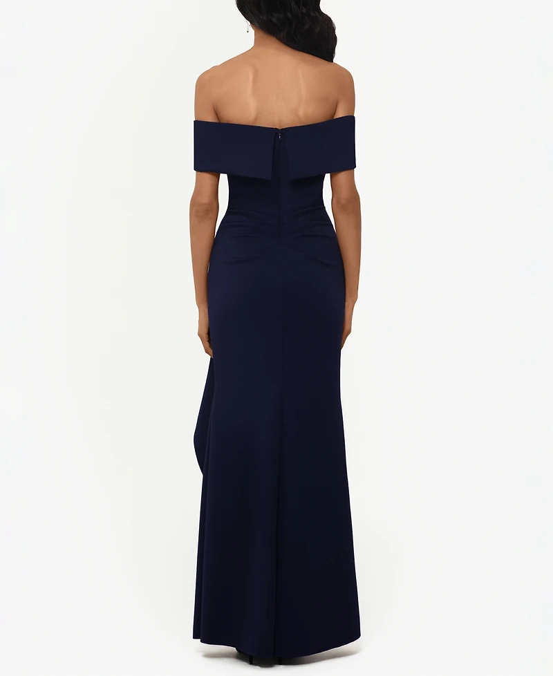 Xscape Ruffled Off-The-Shoulder Gown