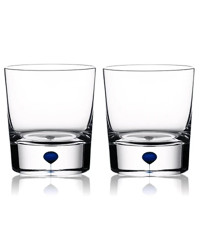 Orrefors Set of 2 Intermezzo Blue Double Old Fashioned Glasses