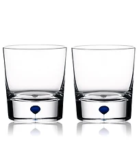 Orrefors Set of 2 Intermezzo Blue Double Old Fashioned Glasses