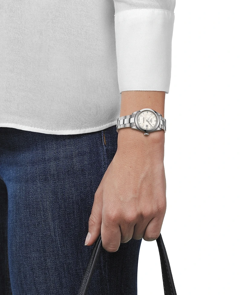 Tissot Women's Swiss Automatic T-My Lady Diamond Accent Stainless Steel Bracelet Watch 29mm Gift Set