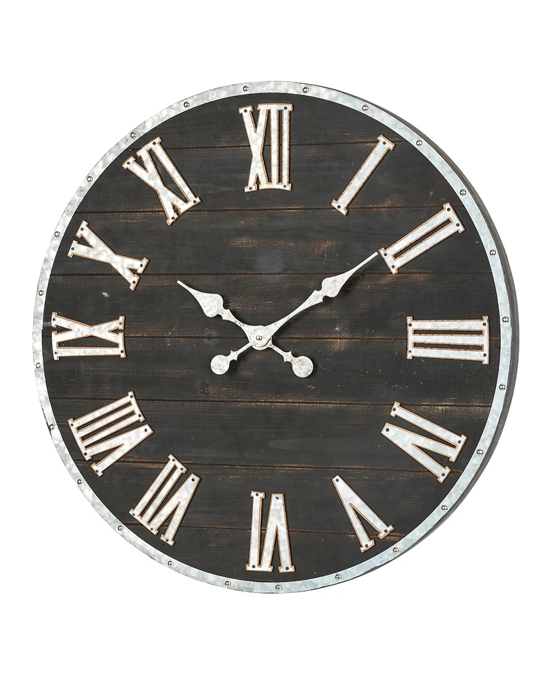 Glitzhome Oversized Farmhouse Wooden Galvanized Wall Clock
