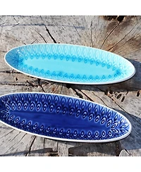 Euro Ceramica Peacock Appetizer Platter, 13"