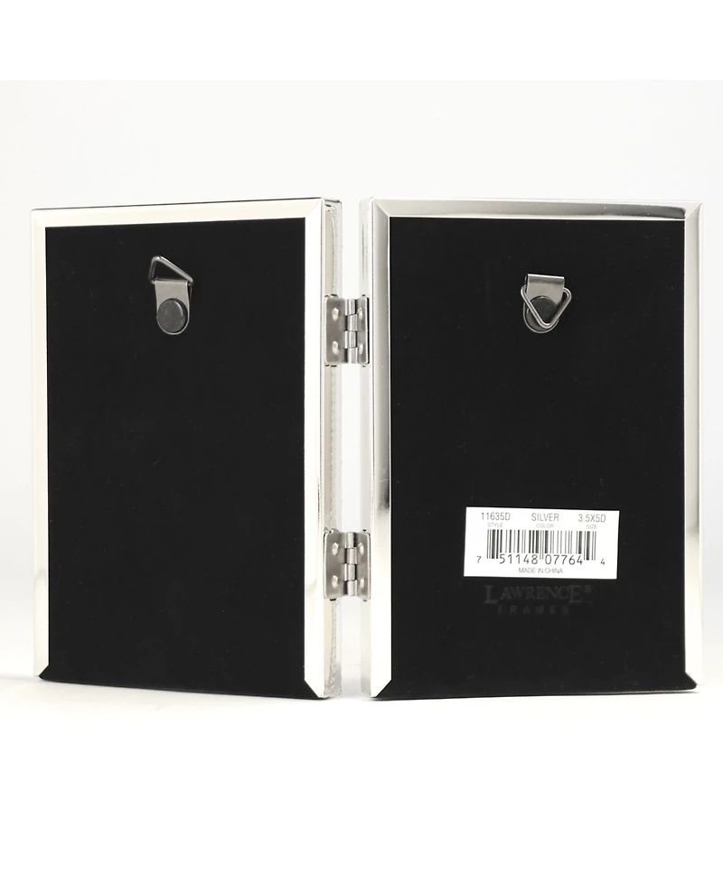 Metal Double Picture Frame with Inner Beading, 3.5" x 5"