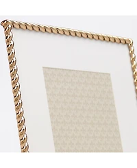 High Quality Polished Cast Metal Picture Frame - Rope Design with Mat, 8" x 10"