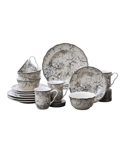222 Fifth Adelaide Toile 16 Piece Dinnerware Set, Service for 4