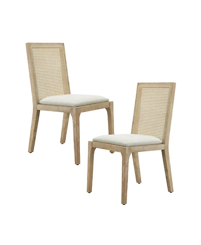 Madison Park Canteberry Farmhouse Solid Wood Cane-inset Dining Chair with Cushioned Seat, Set of 2
