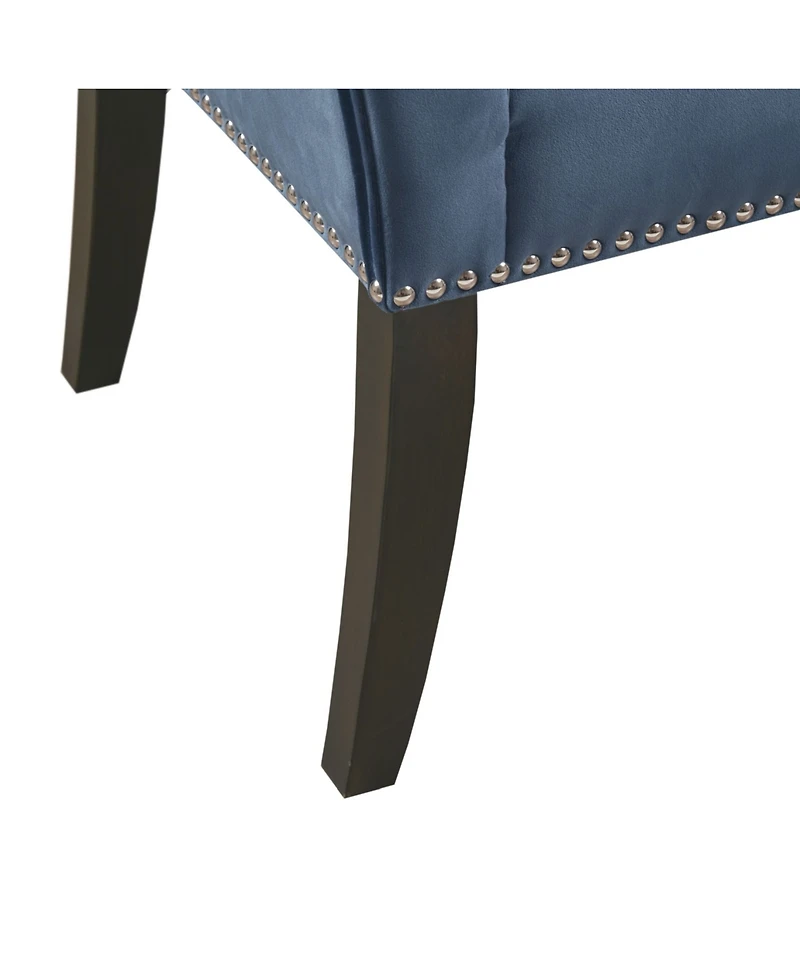 Madison Park Welburn 49.5" Upholstered Bench with Back Wood Legs