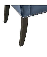 Madison Park Welburn 49.5" Upholstered Bench with Back Wood Legs