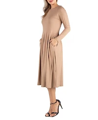 Women's Midi Length Fit and Flare Dress