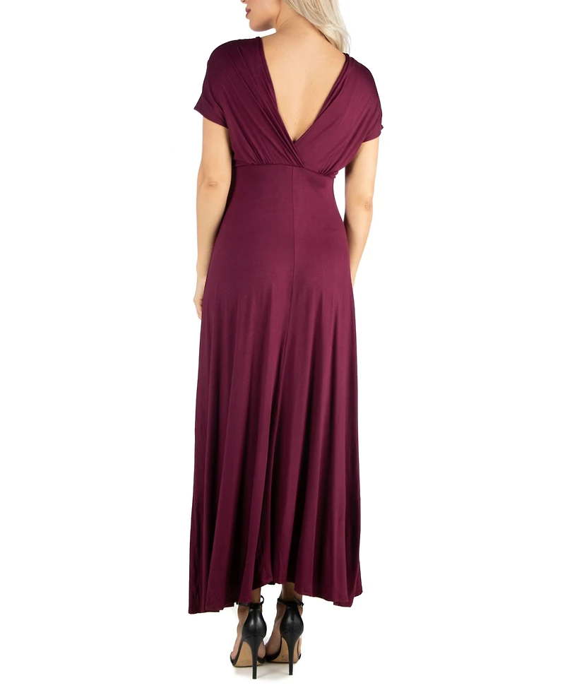 Women's Cap Sleeve V-Neck Maxi Dress