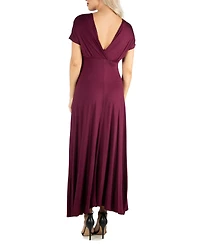 Women's Cap Sleeve V-Neck Maxi Dress