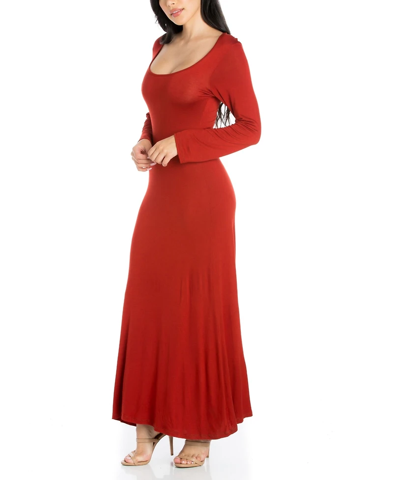 24seven Comfort Apparel Women's Long Sleeve T-Shirt Maxi Dress