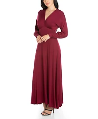 24seven Comfort Apparel Women's Formal Long Sleeve Maxi Dress