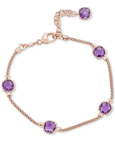 Lapis Lazuli Station Link Chain Bracelet 14k Gold-Plated Sterling Silver (Also Turquoise, Citrine, Amethyst, Garnet & Onyx)