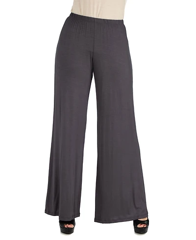24Seven Comfort Apparel Women Comfortable Solid Color Palazzo Pants