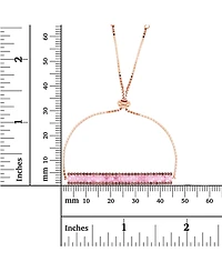Cubic Zirconia Brown and Pink Round and Baguette Bar Adjustable Bolo Bracelet in 14K Rose Gold Over Sterling Silver