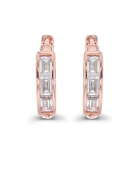 Macy's Cubic Zirconia Baguette Cut Huggie Earrings Sterling Silver (Also 14k Gold Over or Rose Silver)