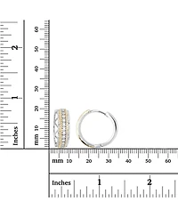 Macy's Cubic Zirconia Two-Tone Diamond-Cut Side Hoop Earrings