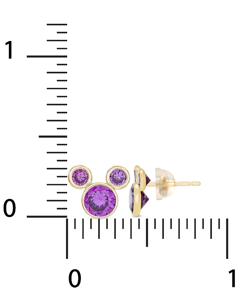 Disney Children's Cubic Zirconia Birthstone Mickey Mouse Stud Earrings 14k Gold