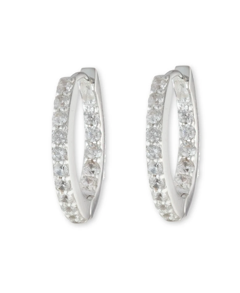 Lauren Ralph Lauren Sterling Silver and Cubic Zirconia Huggie Hoop Earring