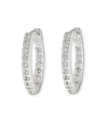 Lauren Ralph Lauren Sterling Silver and Cubic Zirconia Huggie Hoop Earring