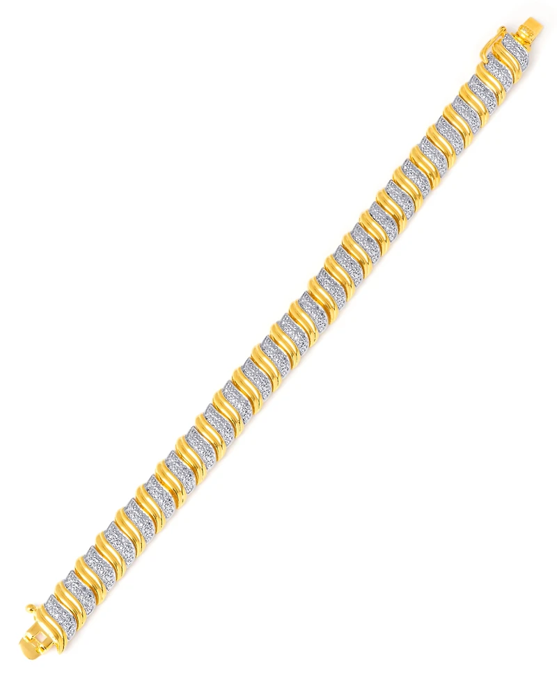 Diamond Accent S Link Bracelet in Gold-Plate