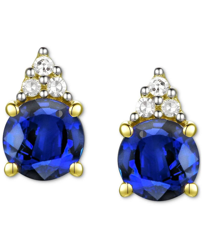 Sapphire (7/8 ct. t.w.) & Diamond Accent Stud Earrings 14k Yellow Gold (Also Emerald, Ruby, Morganite Tanzanite)