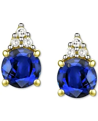 Sapphire (7/8 ct. t.w.) & Diamond Accent Stud Earrings 14k Yellow Gold (Also Emerald, Ruby, Morganite Tanzanite)