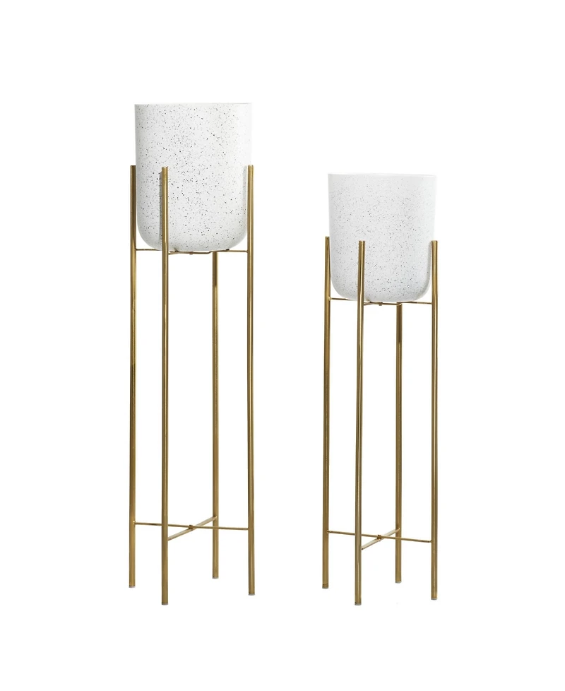 Set of 2 Multi Colored Metal Contemporary Planter, 39", 46"