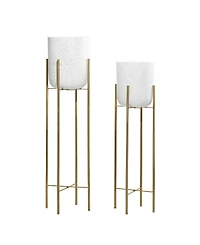 Set of 2 Multi Colored Metal Contemporary Planter, 39", 46"