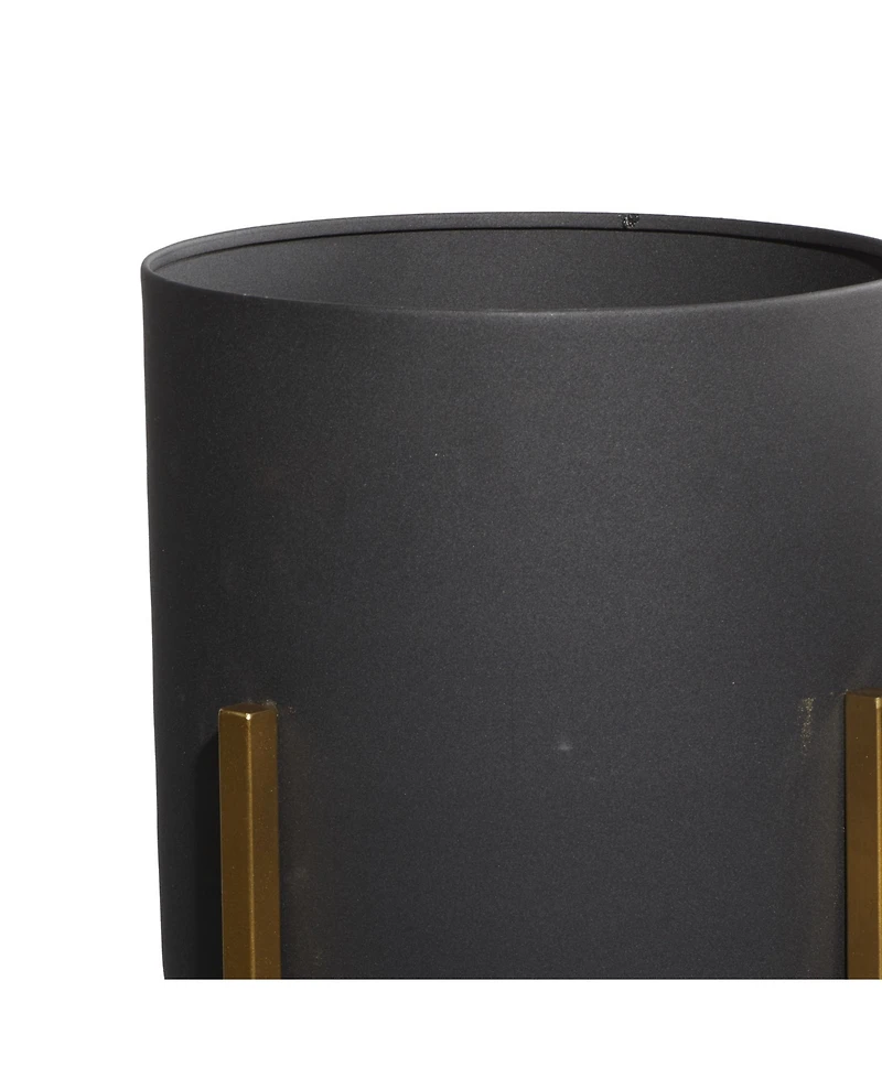 Set of 2 Black Metal Contemporary Planter, 30", 36"