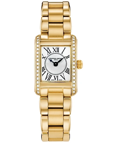 Frederique Constant Women's Swiss Classics Carree Diamond (3/8 ct. t.w.) Gold-Tone Stainless Steel Bracelet Watch 23mm