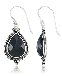 Faceted Onyx Teardrop Dangle Earrings