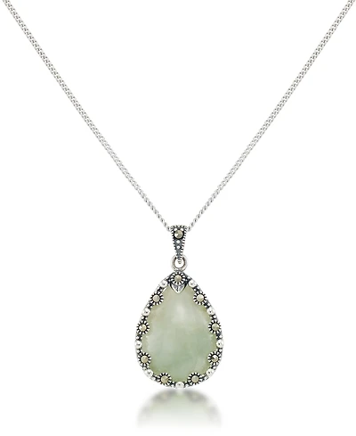 Faceted Jade Teardrop Pendant and a Curb Chain