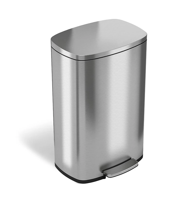 iTouchless 13 Gallon / 50 Liter SoftStep Stainless Steel Bathroom Trash Can with Odor Filter
