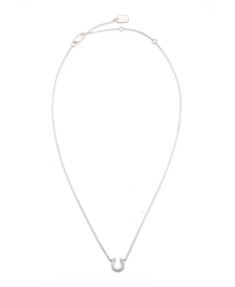 Lauren Ralph Lauren Cubic Zirconia Horseshoe Pendant Necklace in Sterling Silver, 14" + 3" extender