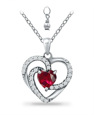 Giani Bernini Lab Grown Ruby and Cubic Zirconia Heart Pendant