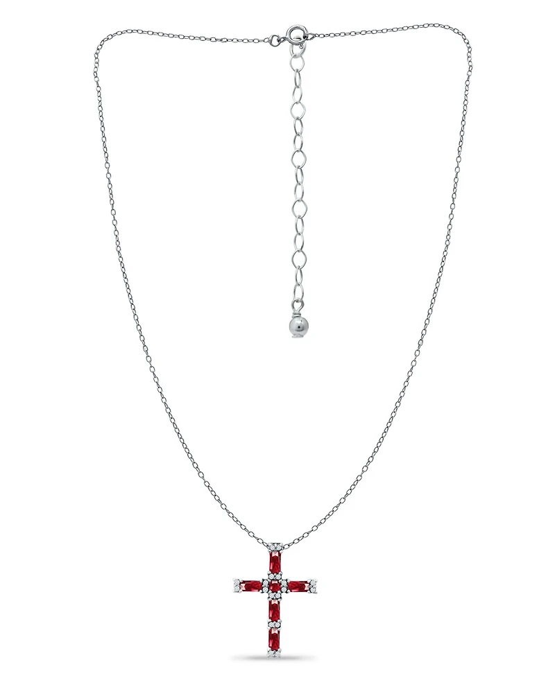 Giani Bernini Lab Grown Ruby and Cubic Zirconia Cross Pendant