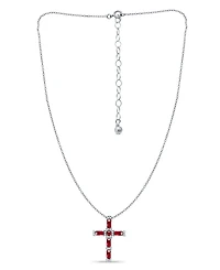 Giani Bernini Lab Grown Ruby and Cubic Zirconia Cross Pendant