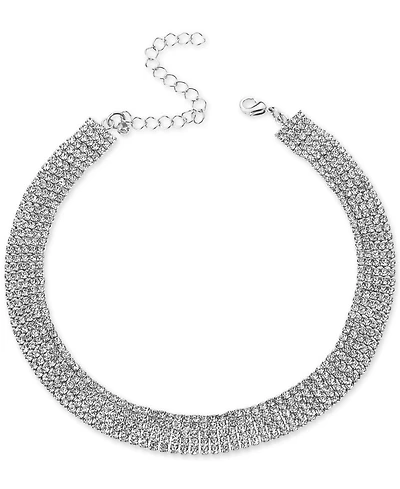 I.n.c. International Concepts Silver-Tone Rhinestone Wide Choker Necklace, 13" + 3" extender, Created for Macy's
