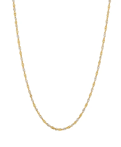 Polished Two-Tone Diamond Cut 16" Singapore Chain in 10K Yellow Gold