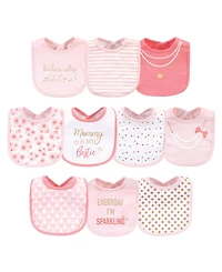 Little Treasure Baby Girl Cotton Bibs 10pk, Lipstick, One Size