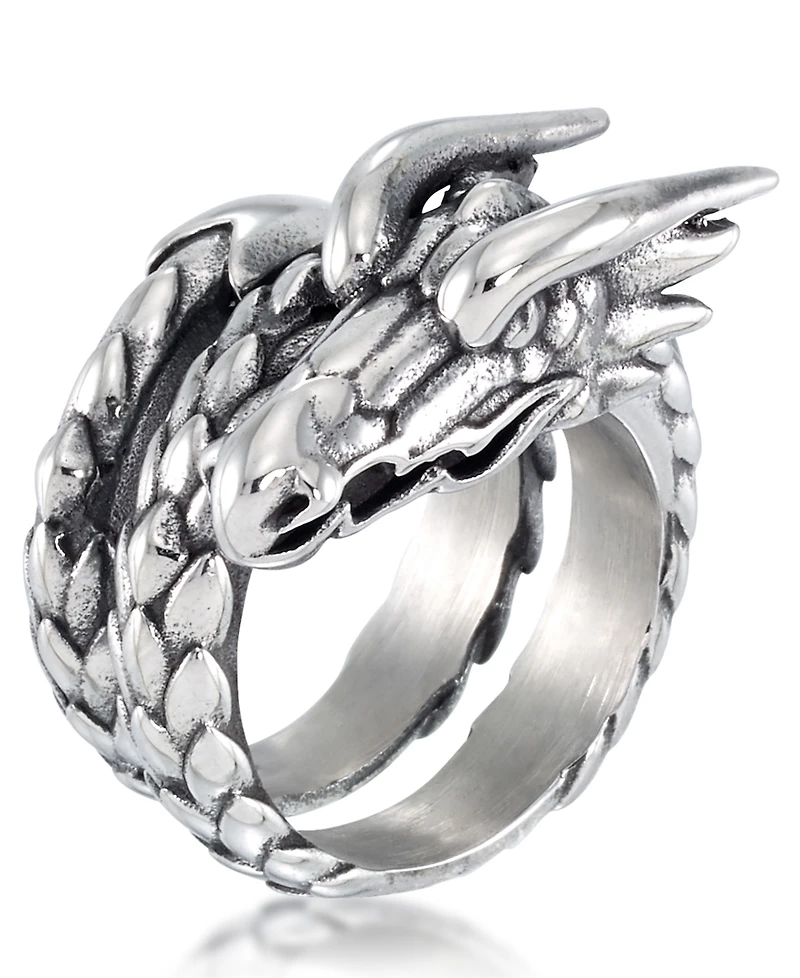 Andrew Charles by Andy Hilfiger Men's Dragon Coil Ring Stainless Steel