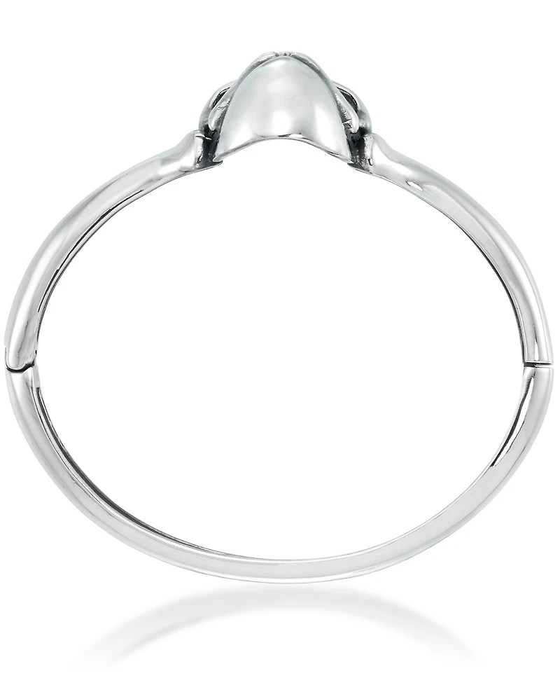 Andrew Charles by Andy Hilfiger Men's Black Cubic Zirconia Skull Bangle Bracelet in Stainless Steel