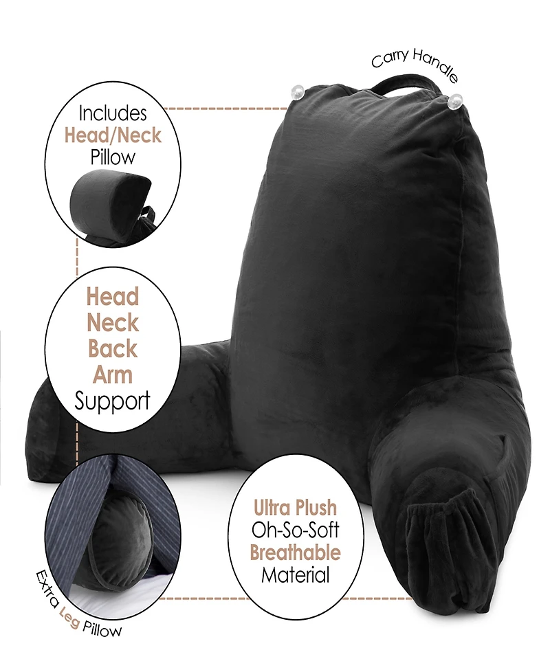 Nestl Soft Velour Cover Reading Backrest Pillow Set, Extra Large