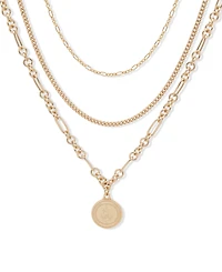 Lauren Ralph Lauren Gold-Tone Crest Layered Pendant Necklace, 16" + 3" extender