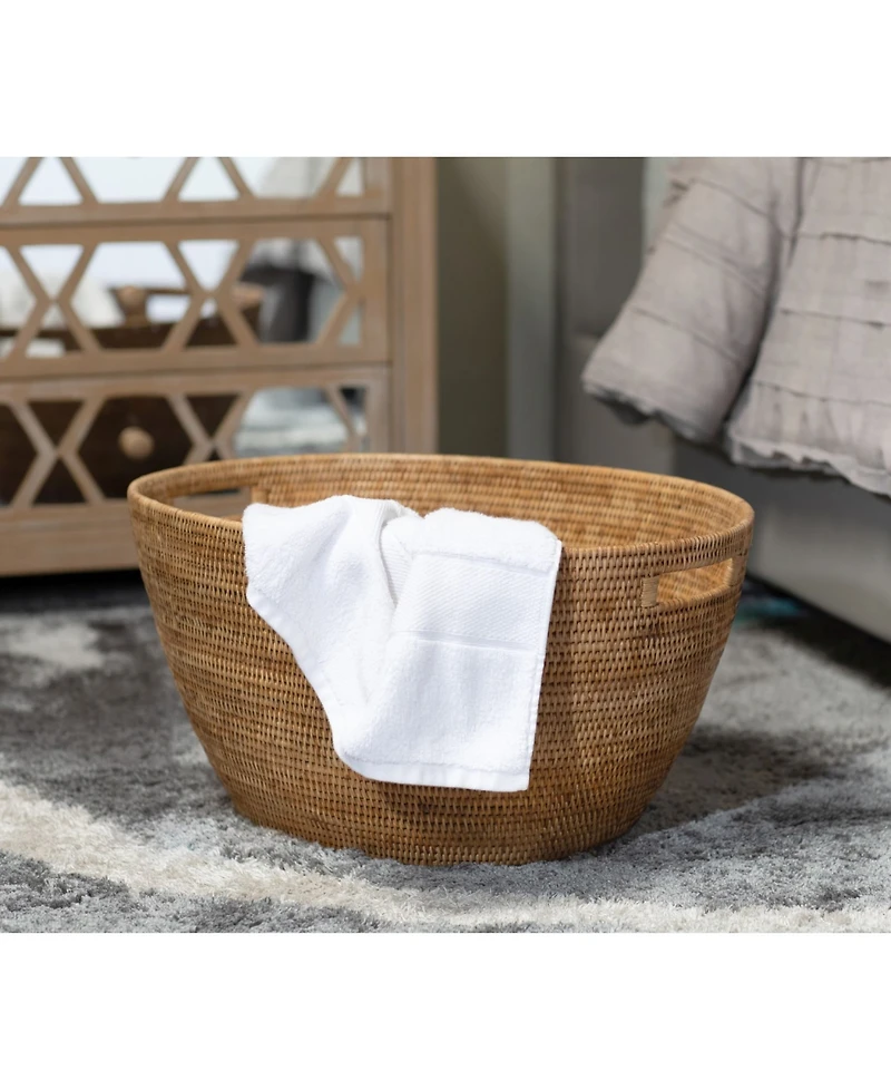 Artifacts Trading Company Rattan Laundry Basket with Cutout Handles