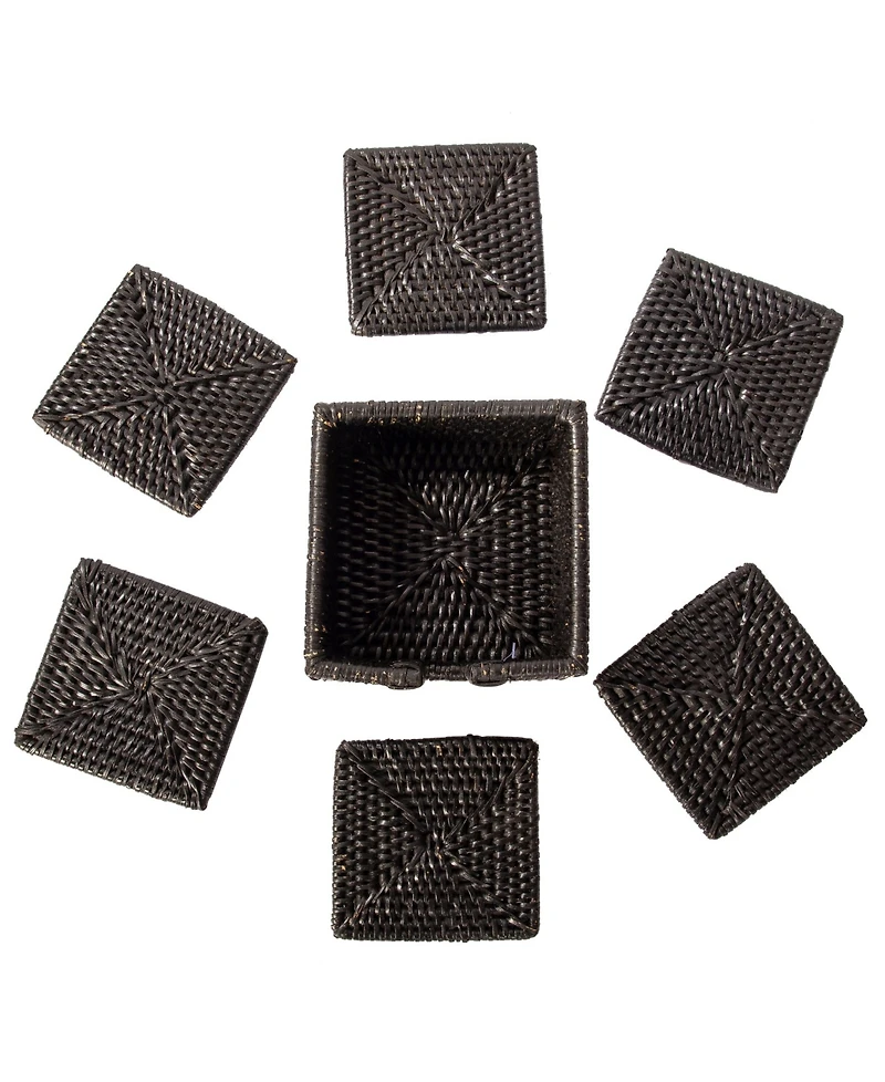 Artifacts Rattan Square Coasters - 7 Piece Set