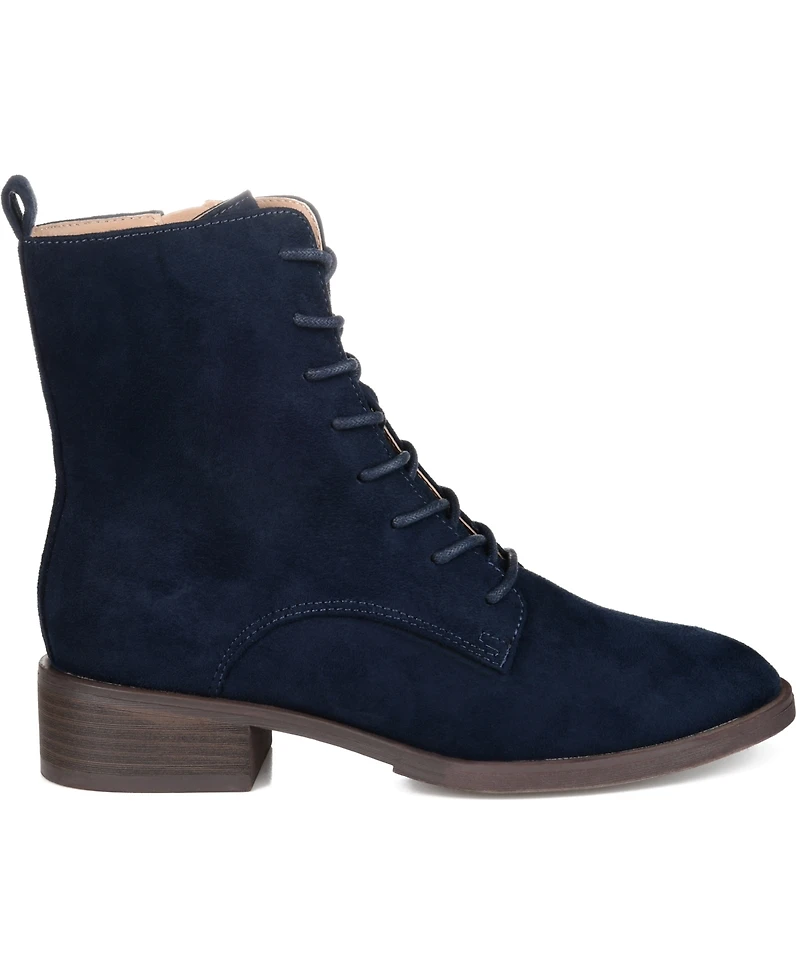 Journee Collection Women's Vienna Lace Up Stacked Heel Booties