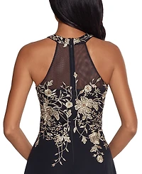 Betsy & Adam Embellished Chiffon Illusion Gown